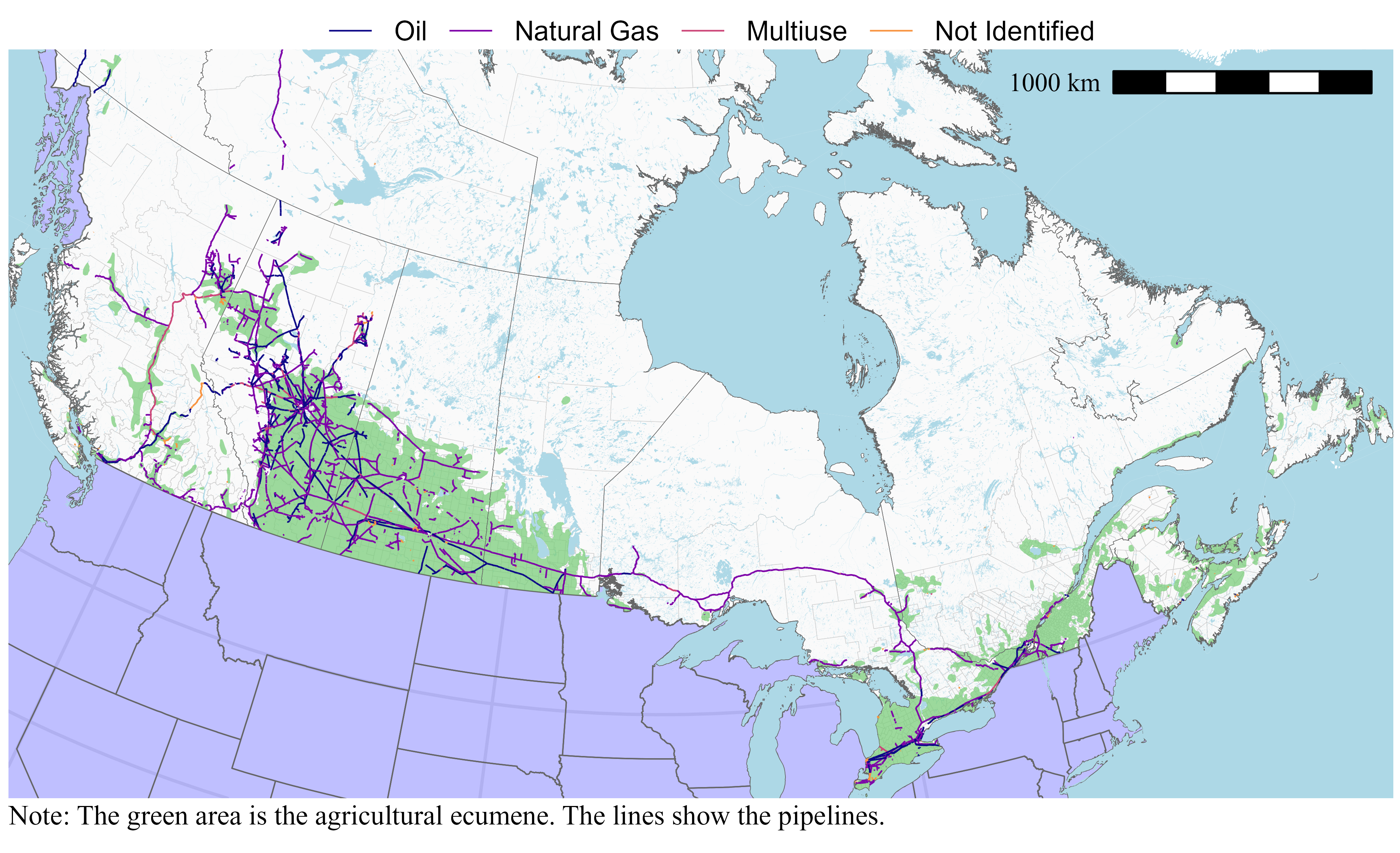 Map of pipelines in Canada